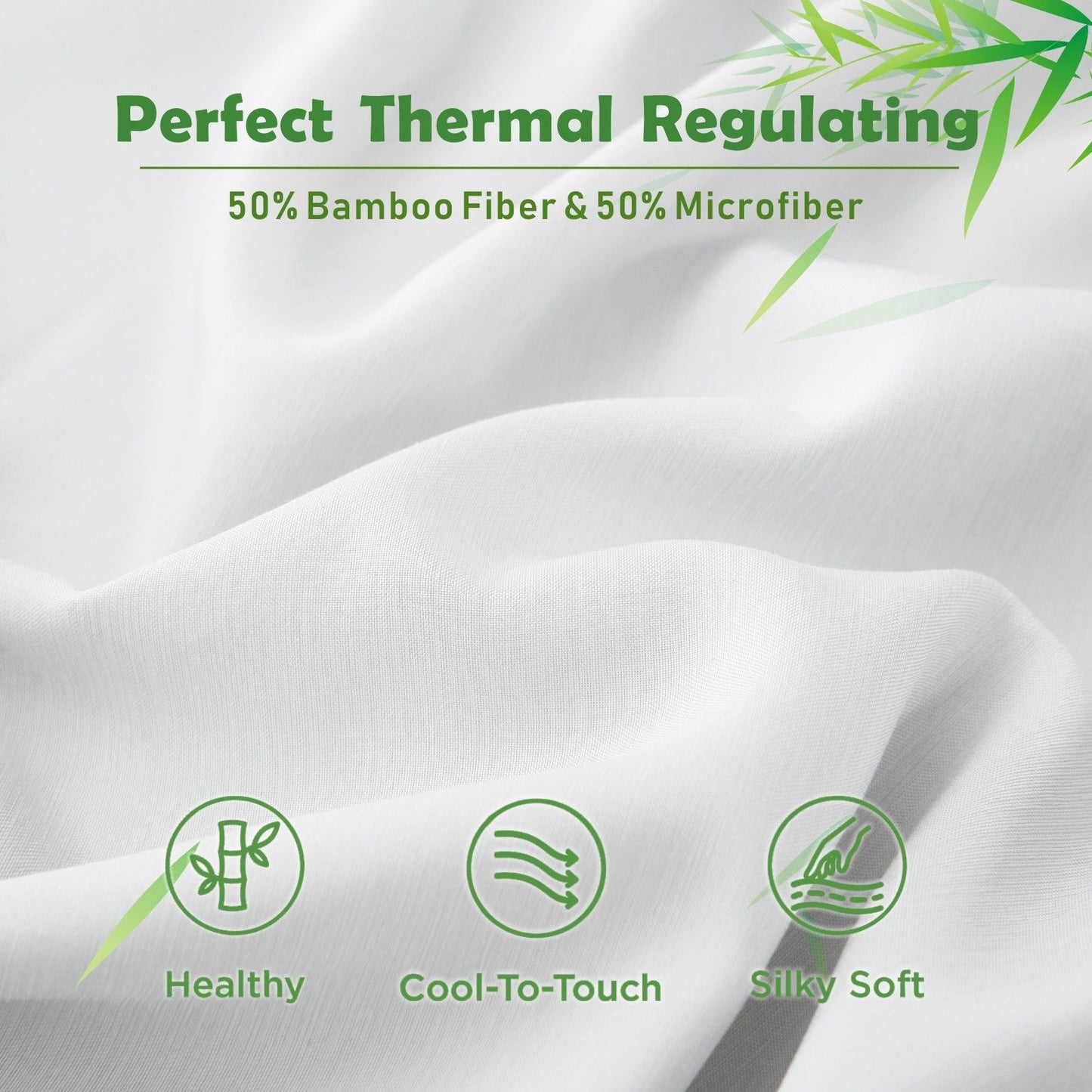 2 Piece Hotel Bamboo Cooling Fitted Sheet Set & Pillowcase -Ultra Soft 2000TC Breathable Fitted Bed Sheets Set with 37 Centimetre Deep Pocket-Cooling Sheets for Hot Sleepers(White,King Single)