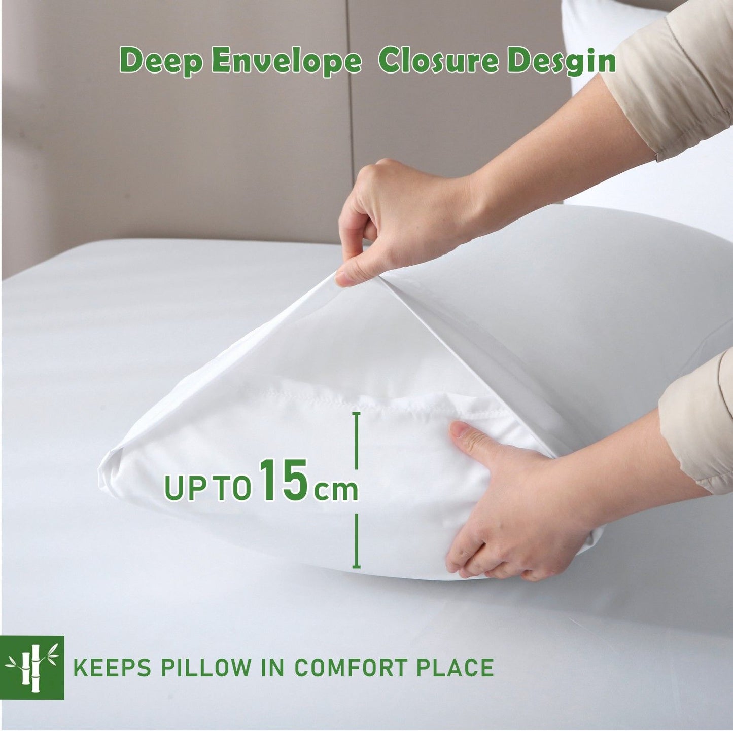 3 Piece Hotel Bamboo Cooling Fitted Sheet Set & Pillowcase -Ultra Soft 2000TC Breathable Fitted Bed Sheets Set with 37 Centimetre Deep Pocket-Cooling Sheets for Hot Sleepers(White,Super King)