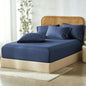 3 Piece Hotel Bamboo Cooling Fitted Sheet Set & Pillowcase -Ultra Soft 2000TC Breathable Fitted Bed Sheets Set with 37 Centimetre Deep Pocket-Cooling Sheets for Hot Sleepers(Navy,Super King)
