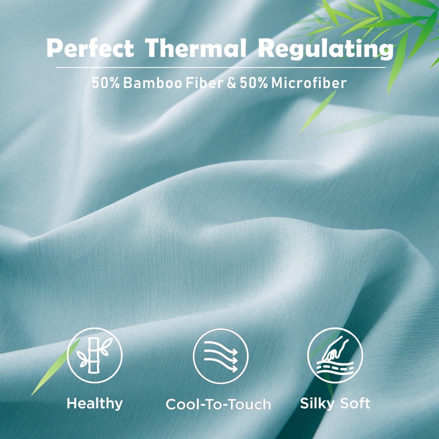3 Piece Hotel Bamboo Cooling Fitted Sheet Set & Pillowcase -Ultra Soft 2000TC Breathable Fitted Bed Sheets Set with 37 Centimetre Deep Pocket-Cooling Sheets for Hot Sleepers(Sky Blue,Super King)