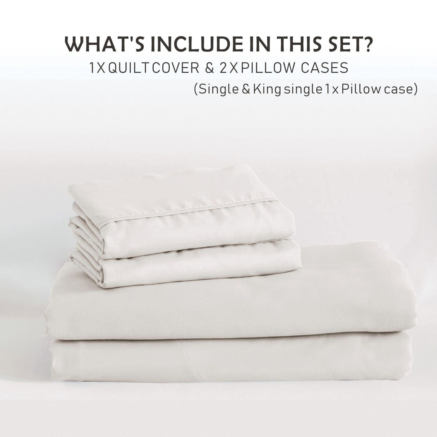 3 Piece Hotel Soft Microfiber Quilt Cover Set-2000TC Duvet/Donna Cover Set & Pillowcases -1 Quilt Cover Zipper Closure & 1 x Pillowcases-Breathable Bedding - Wrinkle, Fade, Stain Resistant(Raw white,Double)