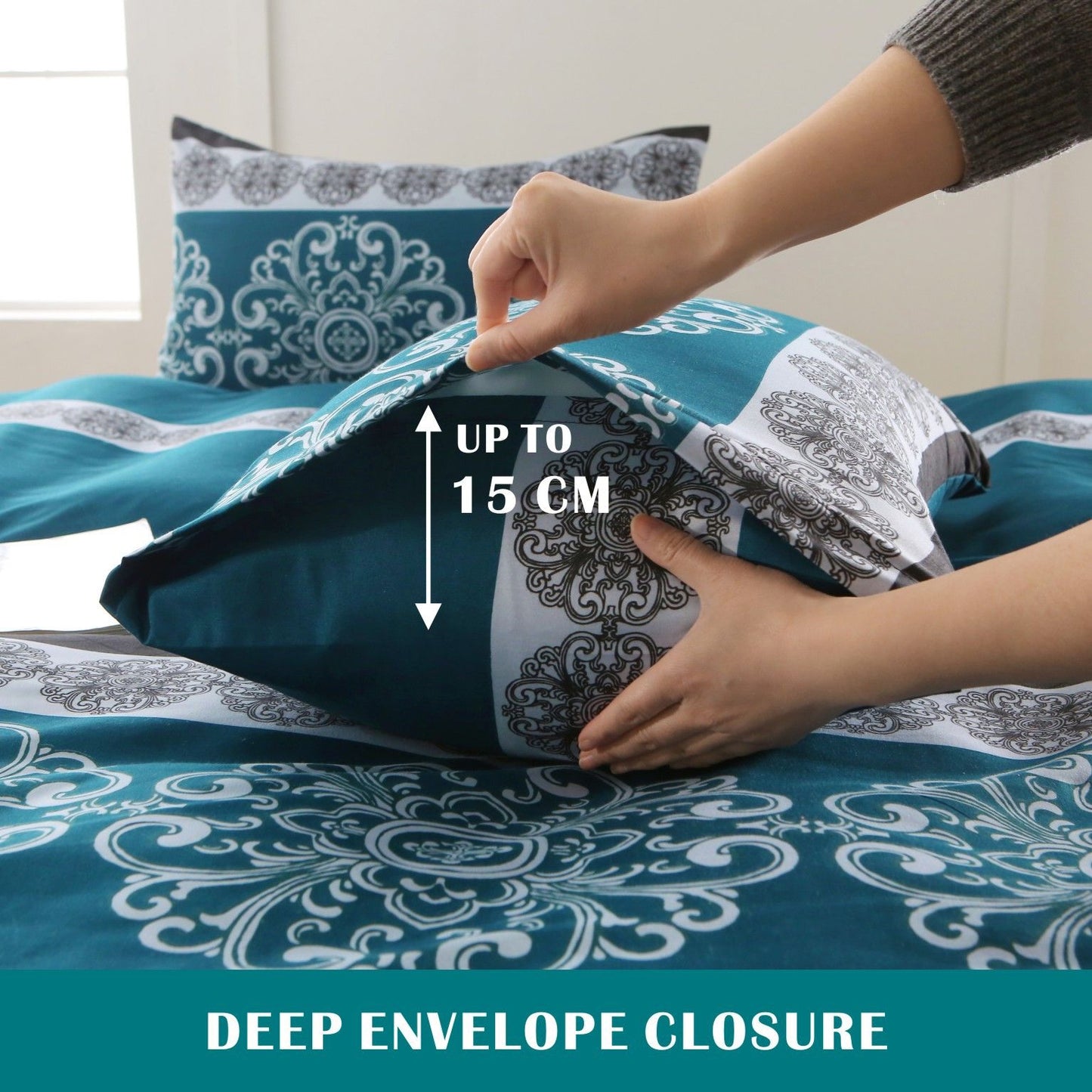 3 Piece Hotel Soft Microfiber Quilt Cover Set-2000TC Duvet/Donna Cover Set & Pillowcases -1 Quilt Cover Zipper Closure & 1 x Pillowcases-Breathable Bedding - Wrinkle, Fade, Stain Resistant(Bohemian,Double)