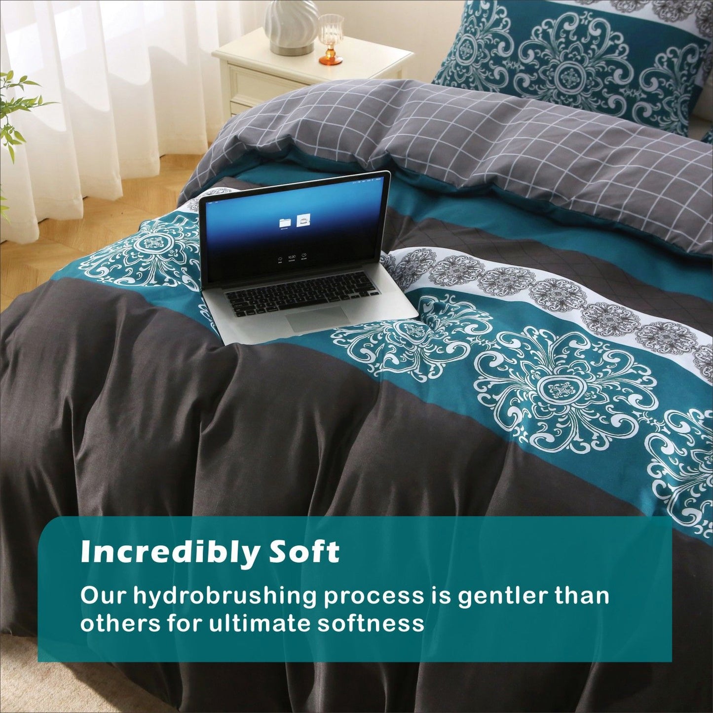 3 Piece Hotel Soft Microfiber Quilt Cover Set-2000TC Duvet/Donna Cover Set & Pillowcases -1 Quilt Cover Zipper Closure & 1 x Pillowcases-Breathable Bedding - Wrinkle, Fade, Stain Resistant(Bohemian,Double)