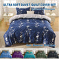 3 Piece Hotel Soft Microfiber Quilt Cover Set-2000TC Duvet/Donna Cover Set & Pillowcases -1 Quilt Cover Zipper Closure & 1 x Pillowcases-Breathable Bedding - Wrinkle, Fade, Stain Resistant(Navy Floral,Double)