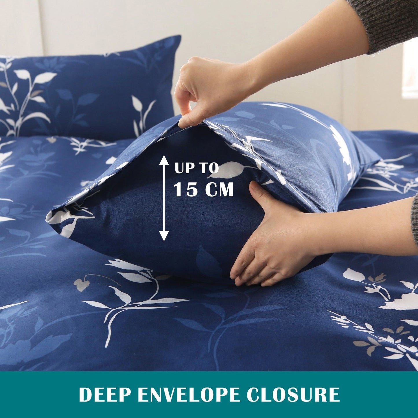 3 Piece Hotel Soft Microfiber Quilt Cover Set-2000TC Duvet/Donna Cover Set & Pillowcases -1 Quilt Cover Zipper Closure & 1 x Pillowcases-Breathable Bedding - Wrinkle, Fade, Stain Resistant(Navy Floral,Double)