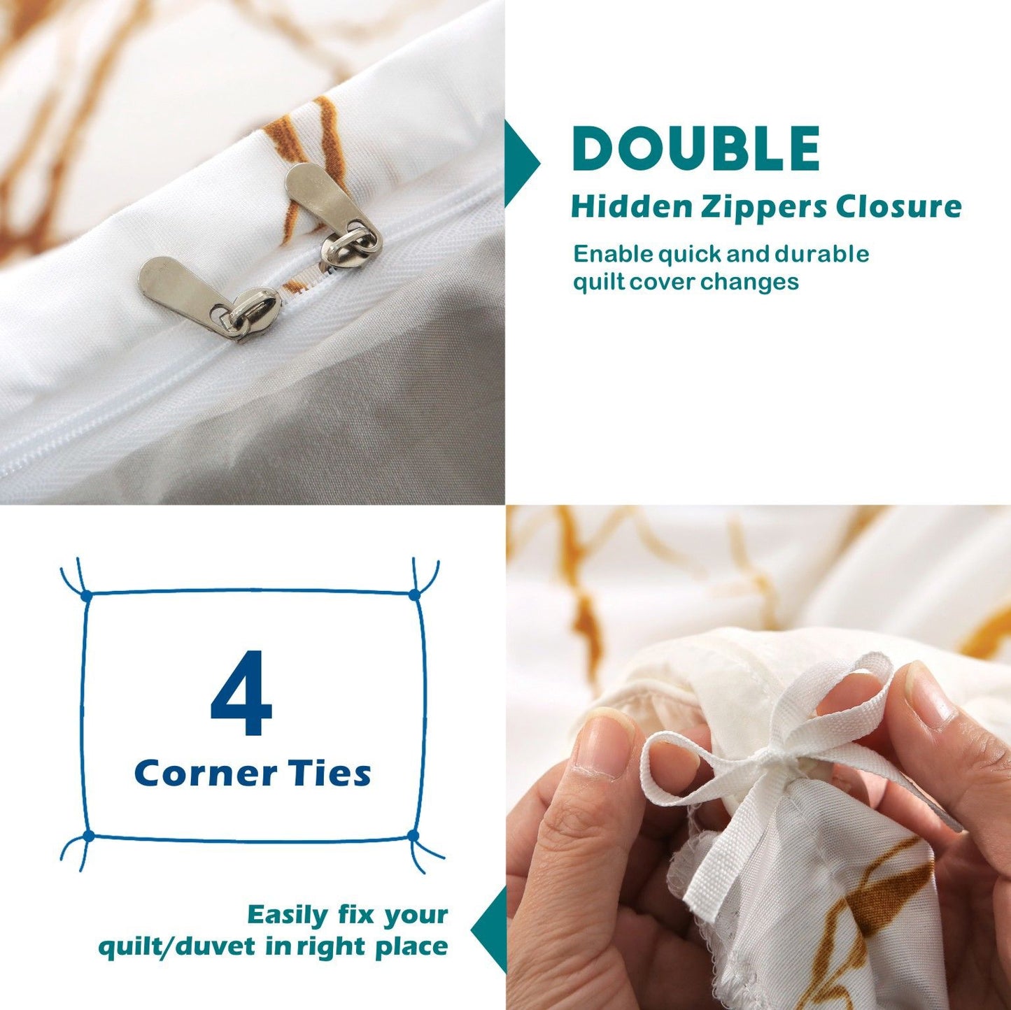 3 Piece Hotel Soft Microfiber Quilt Cover Set-2000TC Duvet/Donna Cover Set & Pillowcases -1 Quilt Cover Zipper Closure & 1 x Pillowcases-Breathable Bedding - Wrinkle, Fade, Stain Resistant(Modern Geometric,Double)