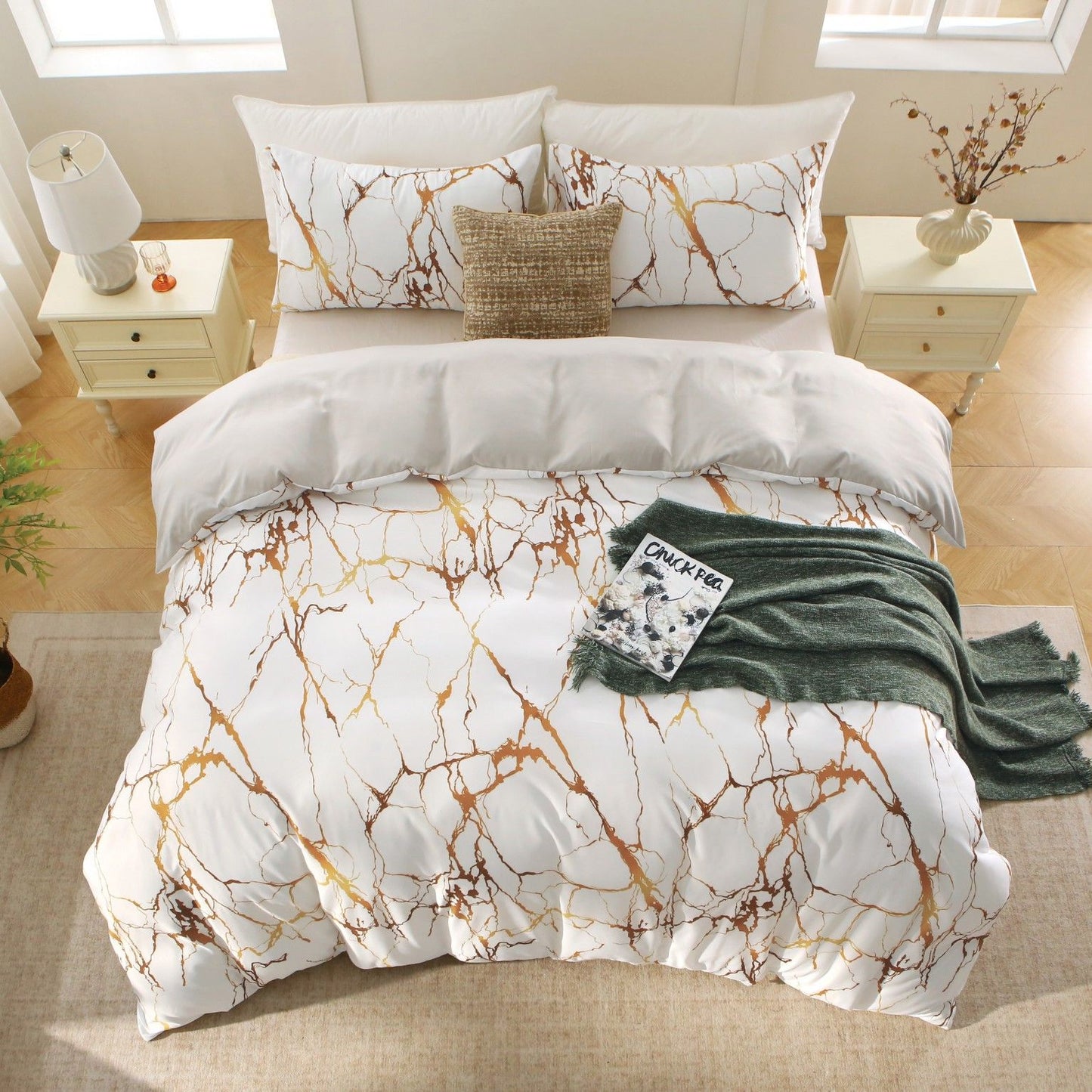 3 Piece Hotel Soft Microfiber Quilt Cover Set-2000TC Duvet/Donna Cover Set & Pillowcases -1 Quilt Cover Zipper Closure & 1 x Pillowcases-Breathable Bedding - Wrinkle, Fade, Stain Resistant(Modern Geometric,Double)