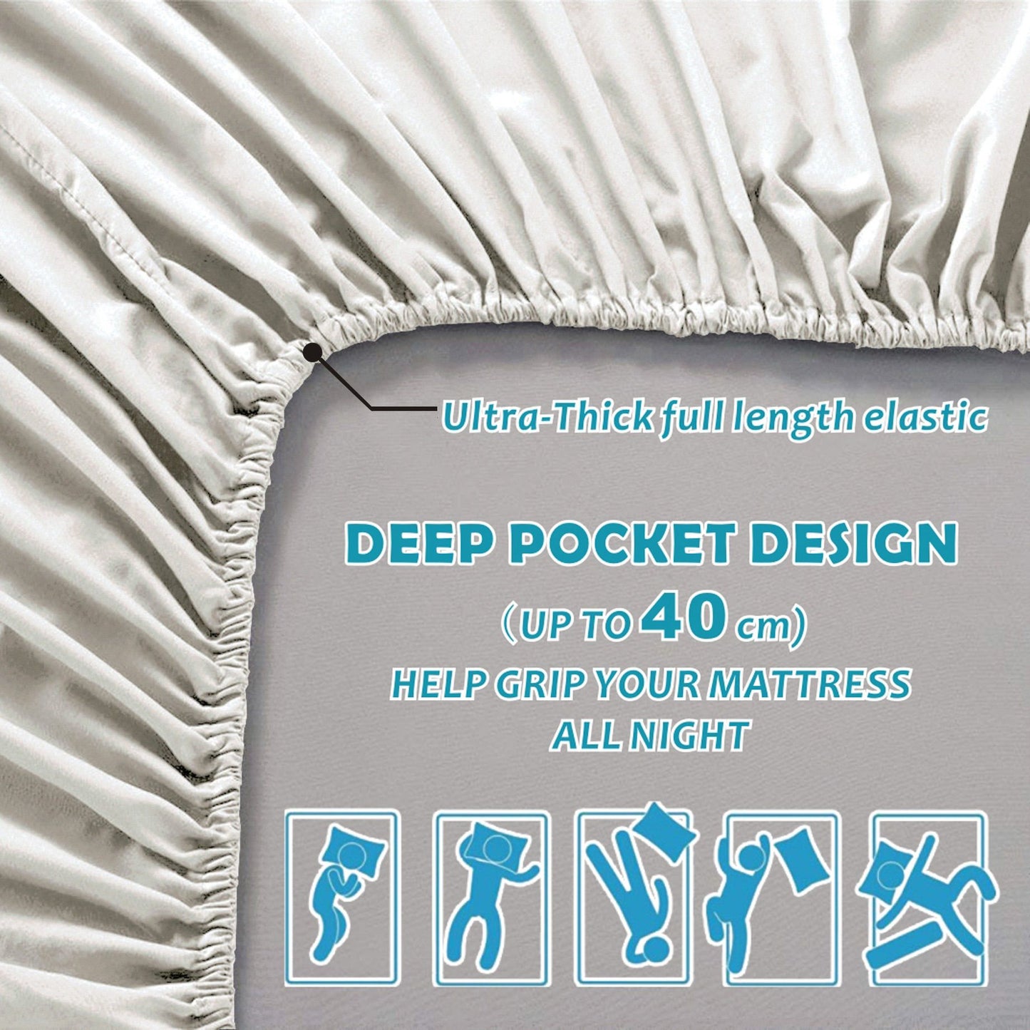 4 Piece Bed Sheet Set- Bedding Sheets & Pillowcases -Breathable Bedding - Wrinkle, Fade, Stain Resistant-Deep Pocket Flat Fitted Bed Sheet Set(Raw white,Double)