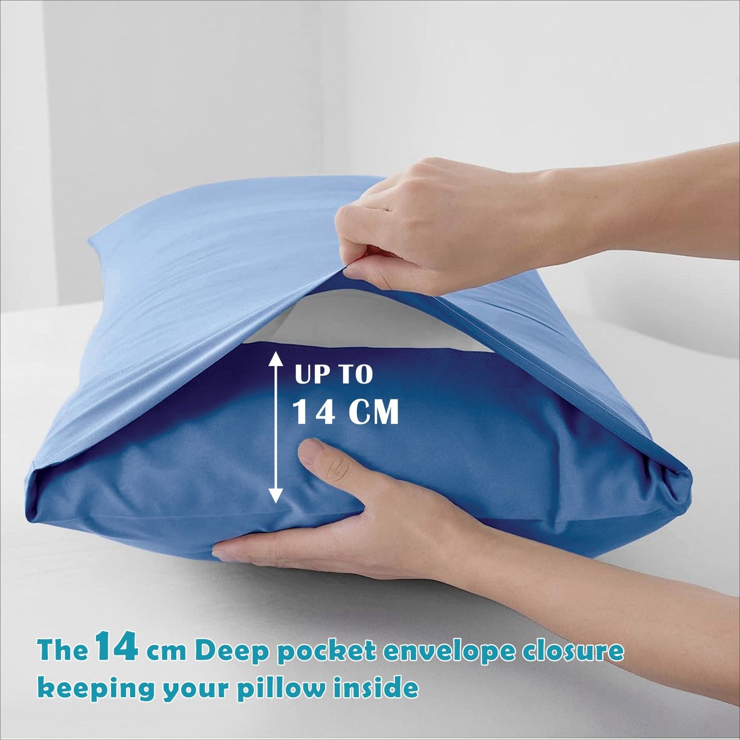 4 Piece Bed Sheet Set- Bedding Sheets & Pillowcases -Breathable Bedding - Wrinkle, Fade, Stain Resistant-Deep Pocket Flat Fitted Bed Sheet Set(Ocean,Double)