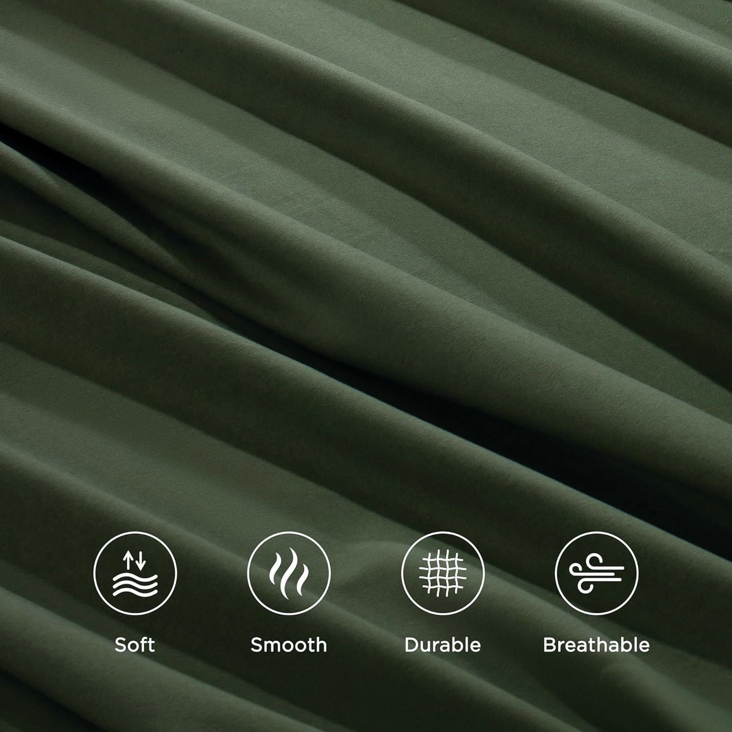 4 Piece Bed Sheet Set- Bedding Sheets & Pillowcases -Breathable Bedding - Wrinkle, Fade, Stain Resistant-Deep Pocket Flat Fitted Bed Sheet Set(Olive green,Double)