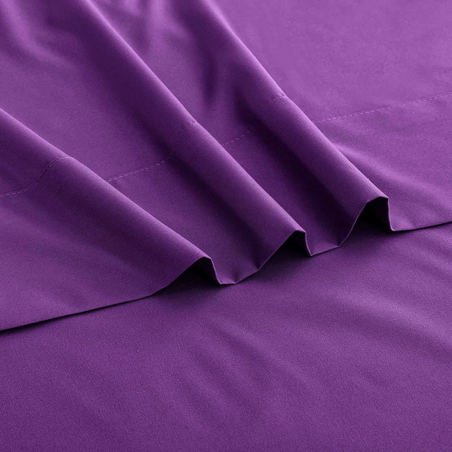 4 Piece Bed Sheet Set- Bedding Sheets & Pillowcases -Breathable Bedding - Wrinkle, Fade, Stain Resistant-Deep Pocket Flat Fitted Bed Sheet Set(Purple,Double)
