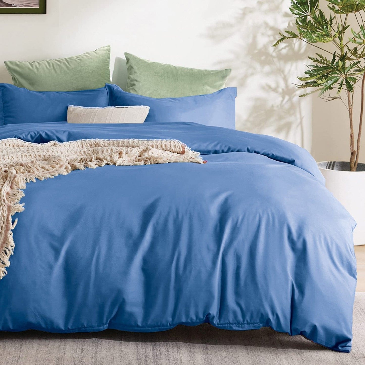 3 Piece Hotel Soft Microfiber Quilt Cover Set-2000TC Duvet/Donna Cover Set & Pillowcases -1 Quilt Cover Zipper Closure & 1 x Pillowcases-Breathable Bedding - Wrinkle, Fade, Stain Resistant(Ocean,King)