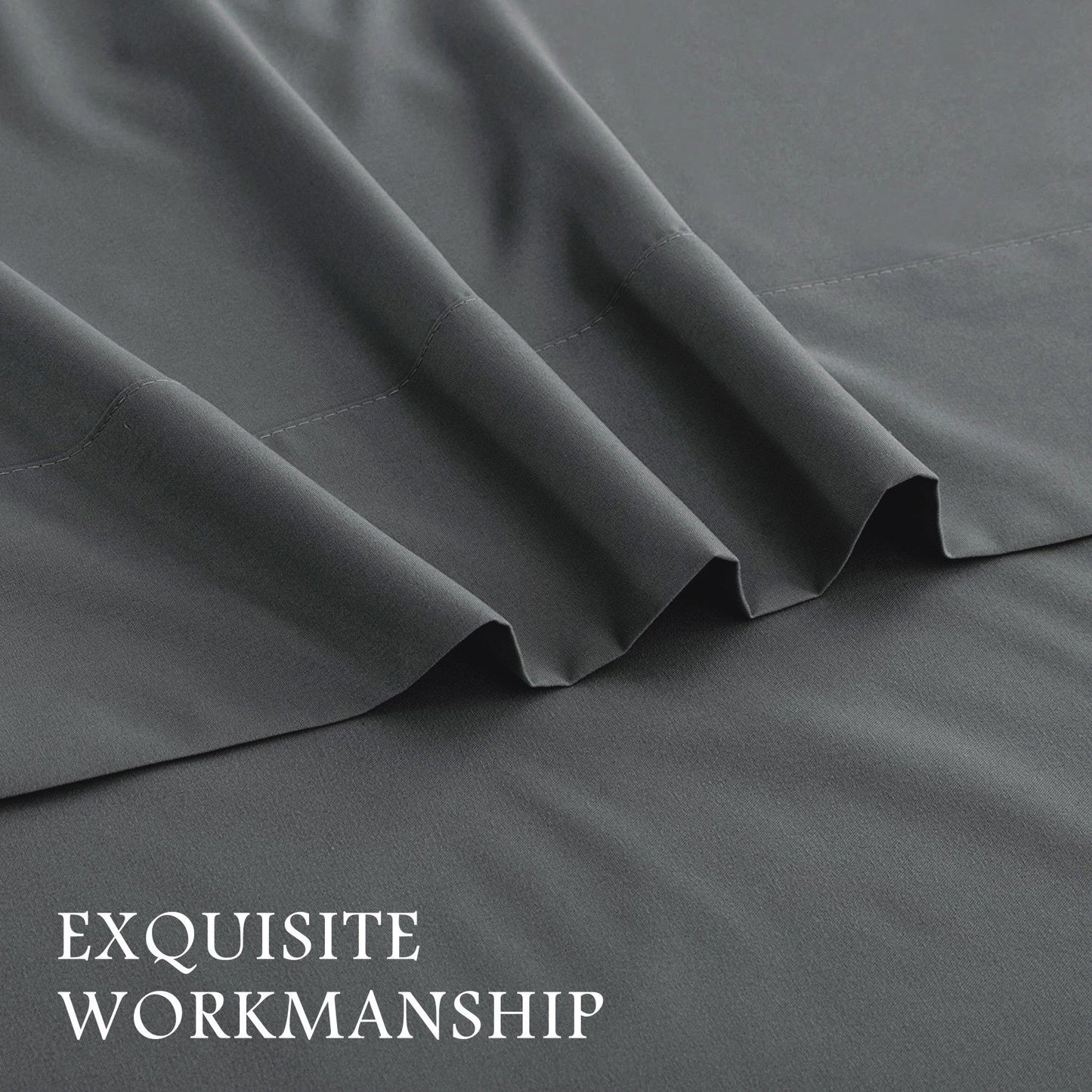4 Piece Bed Sheet Set- Bedding Sheets & Pillowcases -Breathable Bedding - Wrinkle, Fade, Stain Resistant-Deep Pocket Flat Fitted Bed Sheet Set(Dark gray,King)