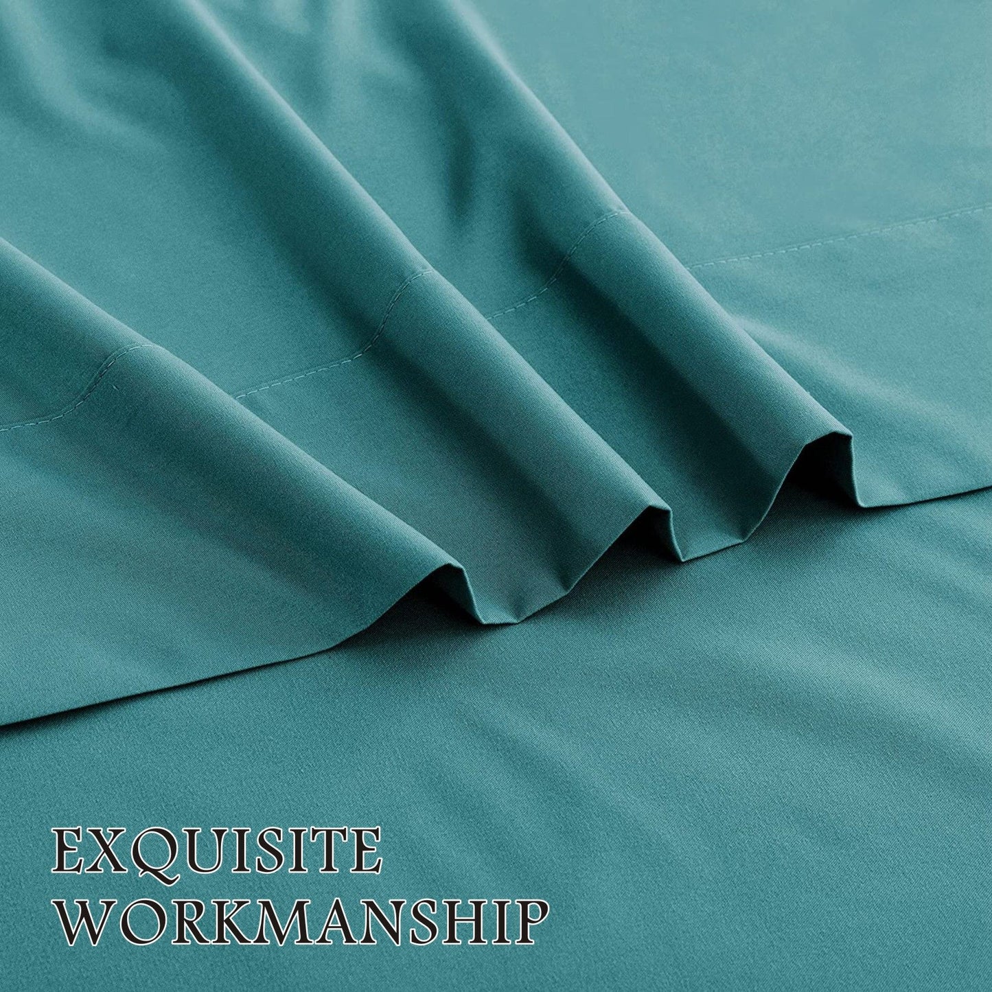 4 Piece Bed Sheet Set- Bedding Sheets & Pillowcases -Breathable Bedding - Wrinkle, Fade, Stain Resistant-Deep Pocket Flat Fitted Bed Sheet Set(Biscay blue,King)
