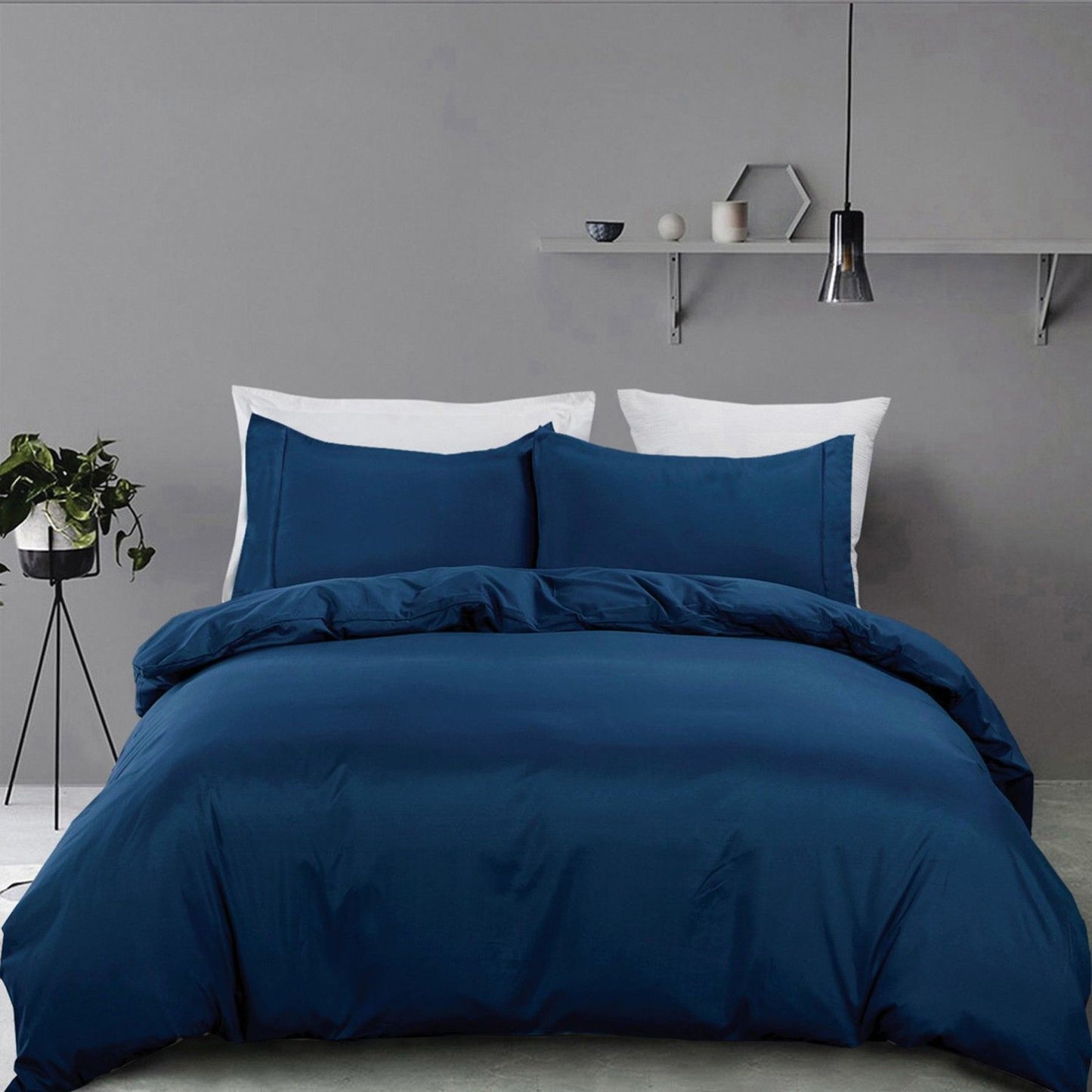2 Piece Hotel Soft Microfiber Quilt Cover Set-2000TC Duvet/Donna Cover Set & Pillowcases -1 Quilt Cover Zipper Closure & 1 x Pillowcases-Breathable Bedding - Wrinkle, Fade, Stain Resistant(Navy,King Single)