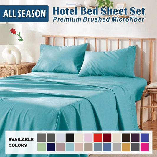 3 Piece Bed Sheet Set- Bedding Sheets & Pillowcases -Breathable Bedding - Wrinkle, Fade, Stain Resistant-Deep Pocket Flat Fitted Bed Sheet Set(Ice Blue,King Single)