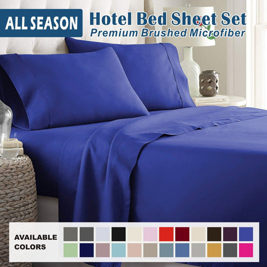3 Piece Bed Sheet Set- Bedding Sheets & Pillowcases -Breathable Bedding - Wrinkle, Fade, Stain Resistant-Deep Pocket Flat Fitted Bed Sheet Set(Royal blue,King Single)