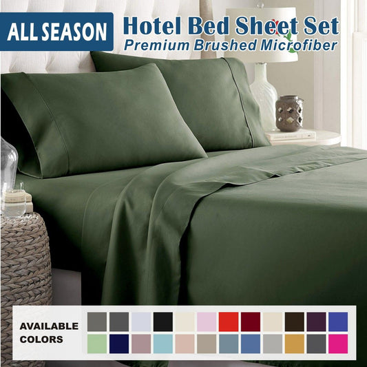 3 Piece Bed Sheet Set- Bedding Sheets & Pillowcases -Breathable Bedding - Wrinkle, Fade, Stain Resistant-Deep Pocket Flat Fitted Bed Sheet Set(Olive green,King Single)