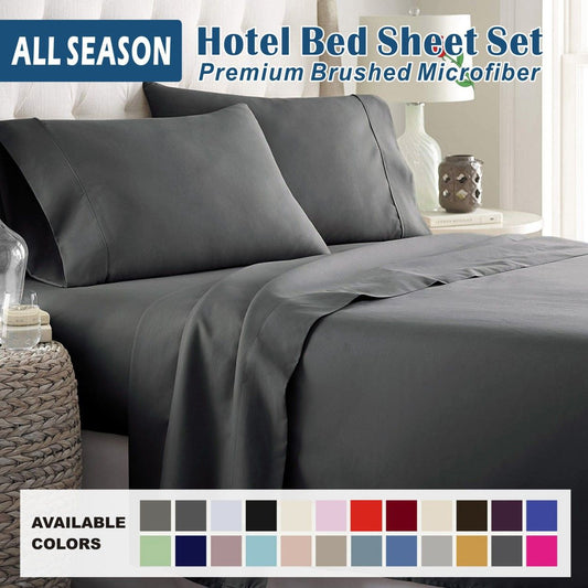 3 Piece Bed Sheet Set- Bedding Sheets & Pillowcases -Breathable Bedding - Wrinkle, Fade, Stain Resistant-Deep Pocket Flat Fitted Bed Sheet Set(Dark gray,King Single)