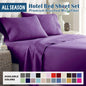 3 Piece Bed Sheet Set- Bedding Sheets & Pillowcases -Breathable Bedding - Wrinkle, Fade, Stain Resistant-Deep Pocket Flat Fitted Bed Sheet Set(Purple,King Single)