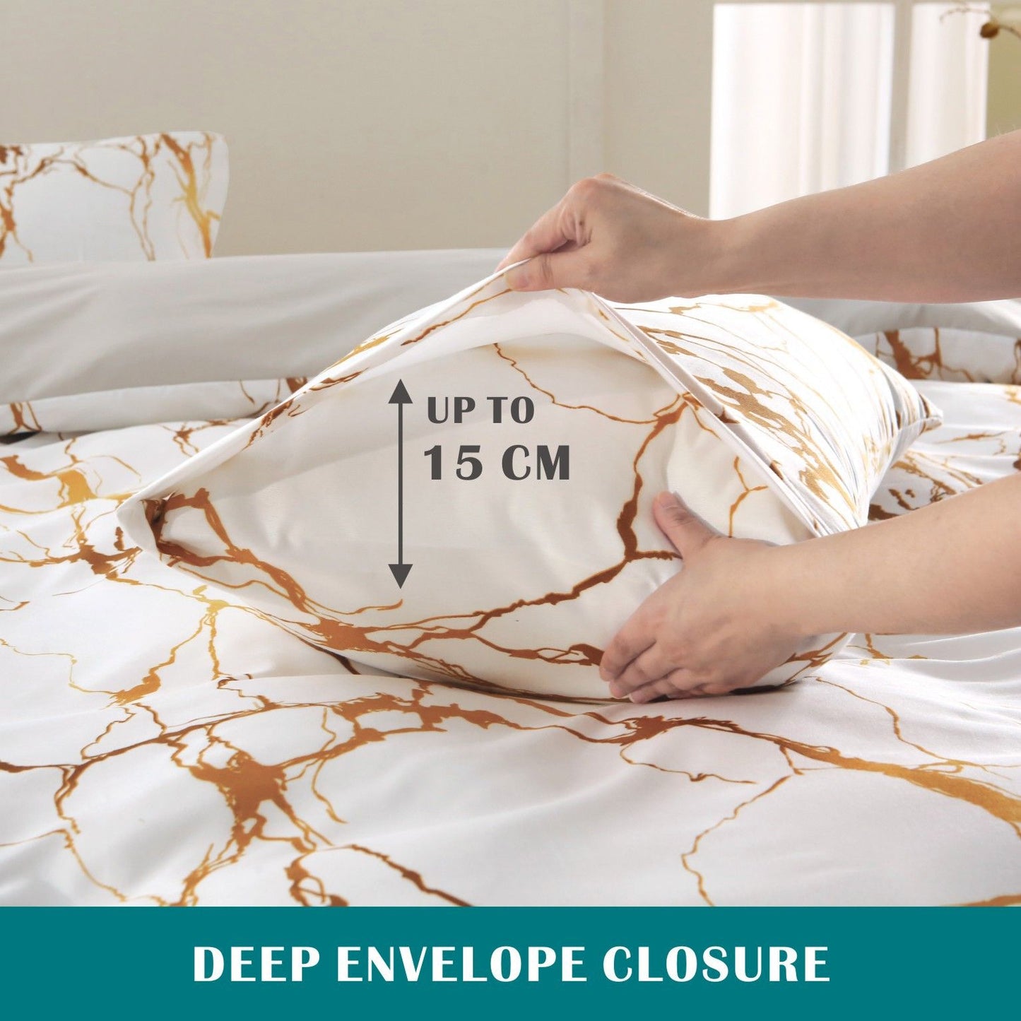 3 Piece Hotel Soft Microfiber Quilt Cover Set-2000TC Duvet/Donna Cover Set & Pillowcases -1 Quilt Cover Zipper Closure & 1 x Pillowcases-Breathable Bedding - Wrinkle, Fade, Stain Resistant(Marble Gleam,Queen)