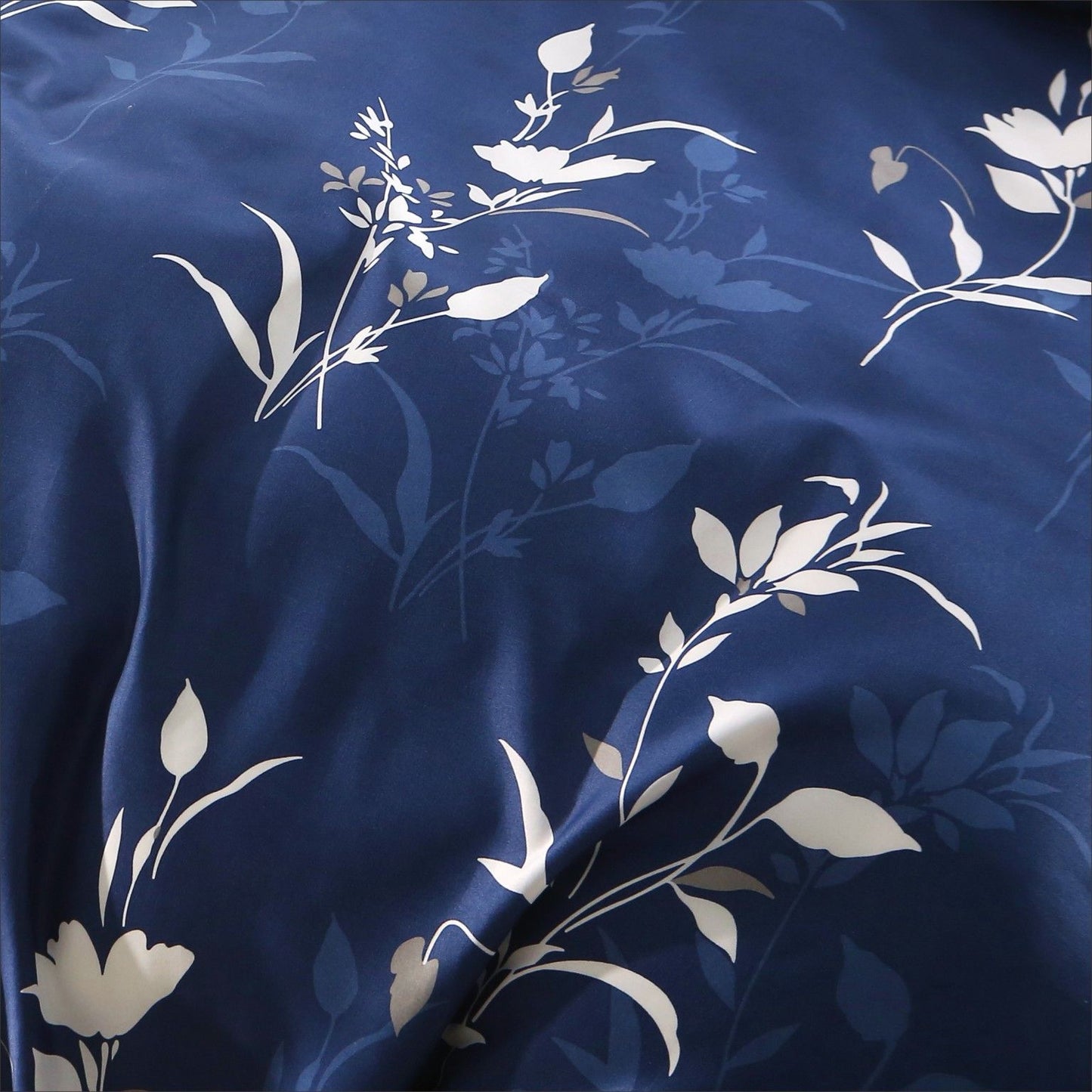 3 Piece Hotel Soft Microfiber Quilt Cover Set-2000TC Duvet/Donna Cover Set & Pillowcases -1 Quilt Cover Zipper Closure & 1 x Pillowcases-Breathable Bedding - Wrinkle, Fade, Stain Resistant(Navy Floral,Queen)