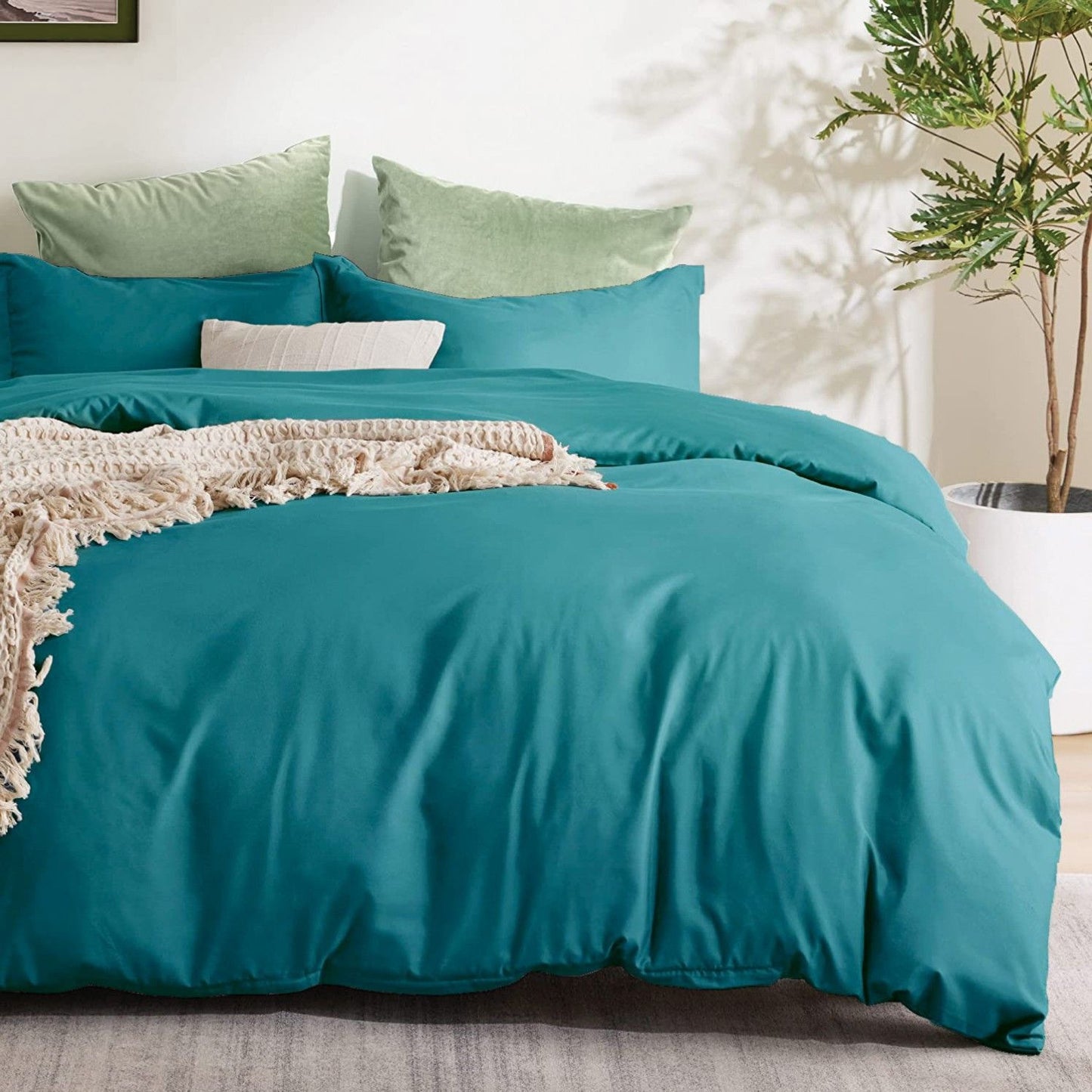 3 Piece Hotel Soft Microfiber Quilt Cover Set-2000TC Duvet/Donna Cover Set & Pillowcases -1 Quilt Cover Zipper Closure & 1 x Pillowcases-Breathable Bedding - Wrinkle, Fade, Stain Resistant(Biscay blue,Queen)