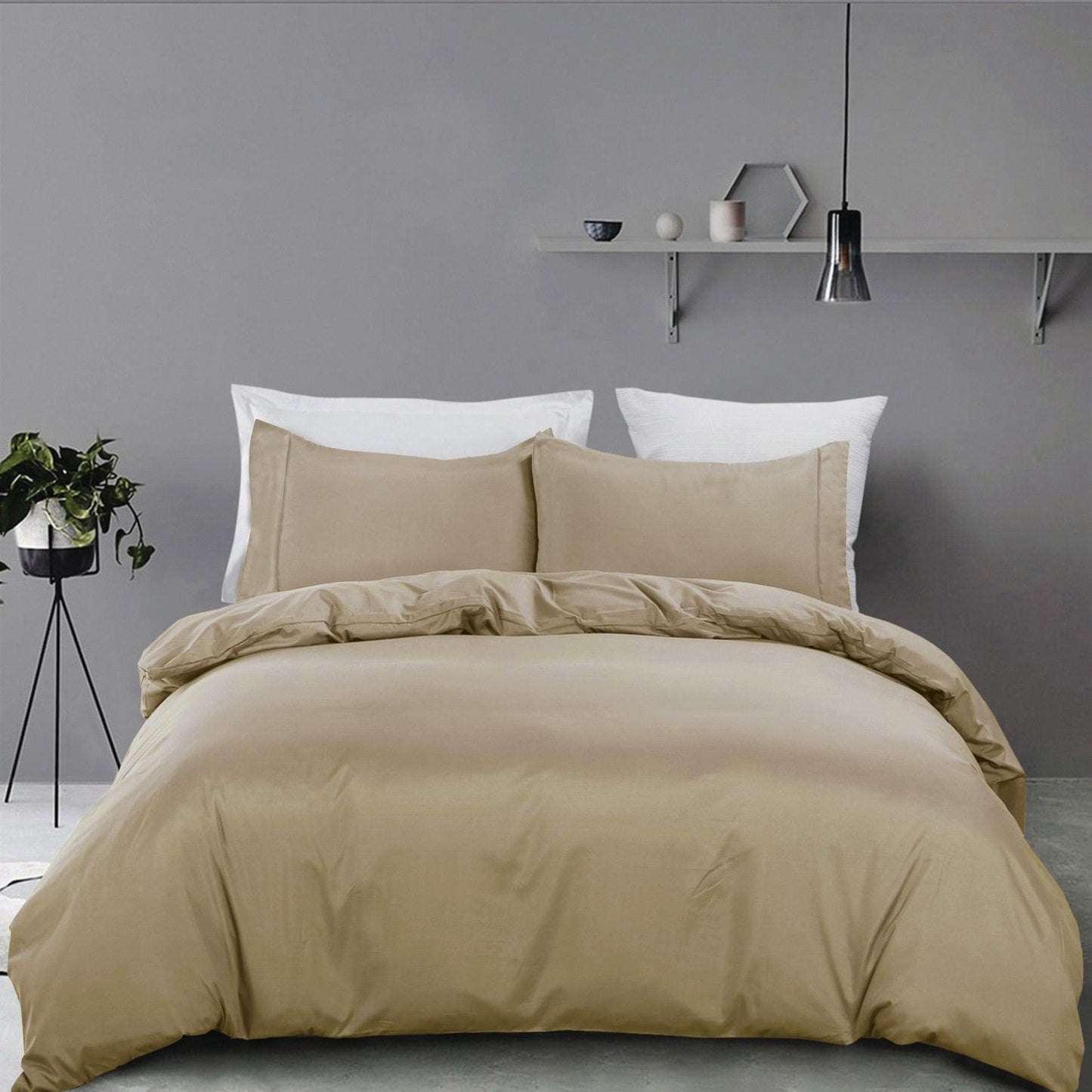 3 Piece Hotel Soft Microfiber Quilt Cover Set-2000TC Duvet/Donna Cover Set & Pillowcases -1 Quilt Cover Zipper Closure & 1 x Pillowcases-Breathable Bedding - Wrinkle, Fade, Stain Resistant(Camel Beige,Queen)