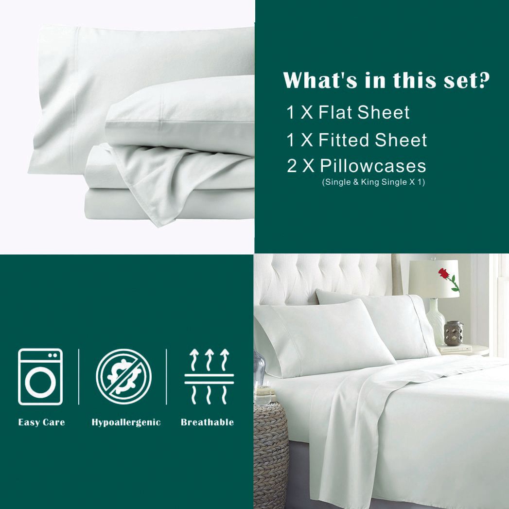 4 Piece Bed Sheet Set- Bedding Sheets & Pillowcases -Breathable Bedding - Wrinkle, Fade, Stain Resistant-Deep Pocket Flat Fitted Bed Sheet Set(Raw white,Queen)