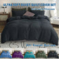 2 Piece Hotel Soft Microfiber Quilt Cover Set-2000TC Duvet/Donna Cover Set & Pillowcases -1 Quilt Cover Zipper Closure & 1 x Pillowcases-Breathable Bedding - Wrinkle, Fade, Stain Resistant(Black,Single)