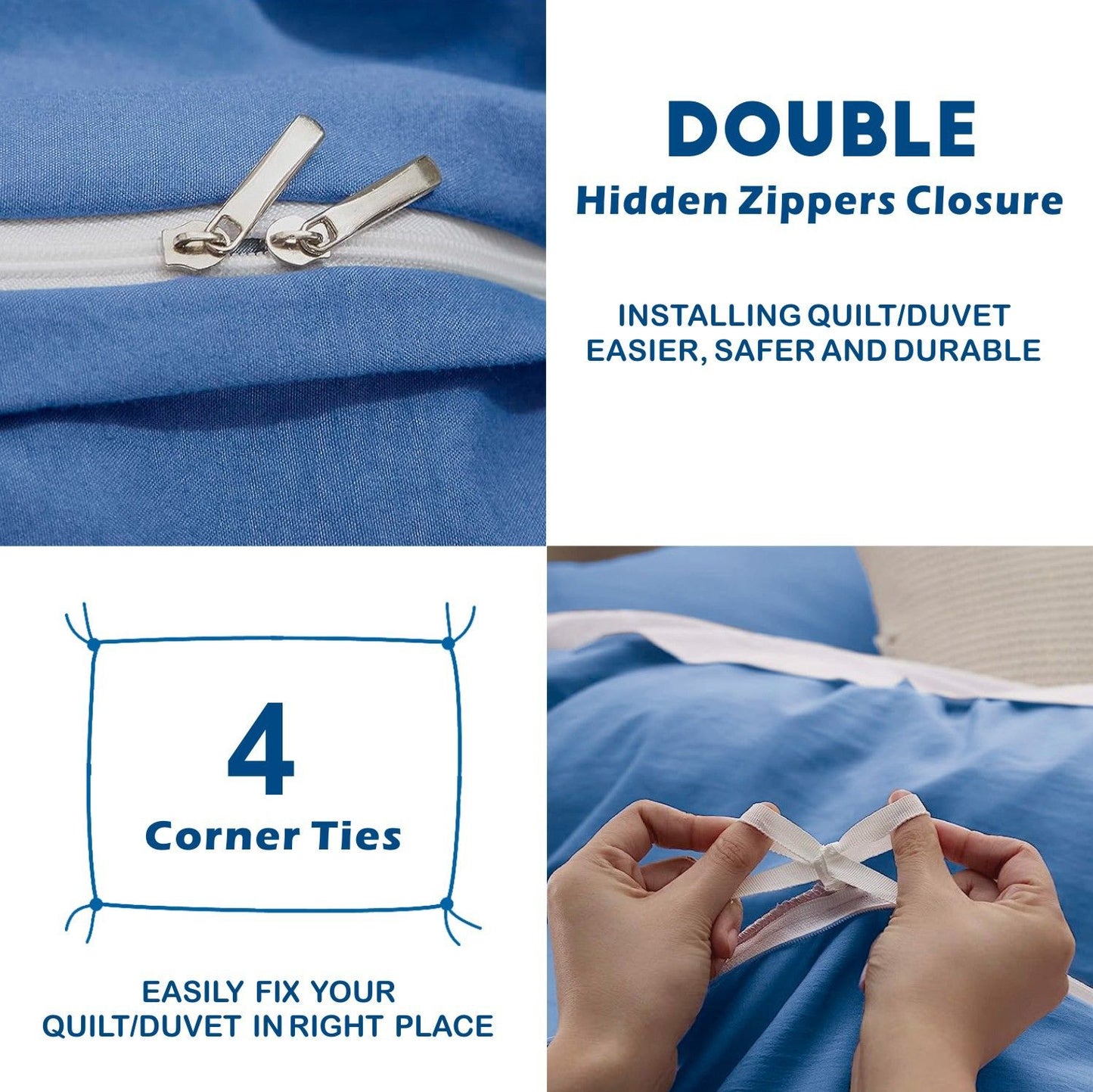 2 Piece Hotel Soft Microfiber Quilt Cover Set-2000TC Duvet/Donna Cover Set & Pillowcases -1 Quilt Cover Zipper Closure & 1 x Pillowcases-Breathable Bedding - Wrinkle, Fade, Stain Resistant(Ocean,Single)