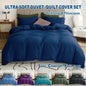 2 Piece Hotel Soft Microfiber Quilt Cover Set-2000TC Duvet/Donna Cover Set & Pillowcases -1 Quilt Cover Zipper Closure & 1 x Pillowcases-Breathable Bedding - Wrinkle, Fade, Stain Resistant(Navy,Single)