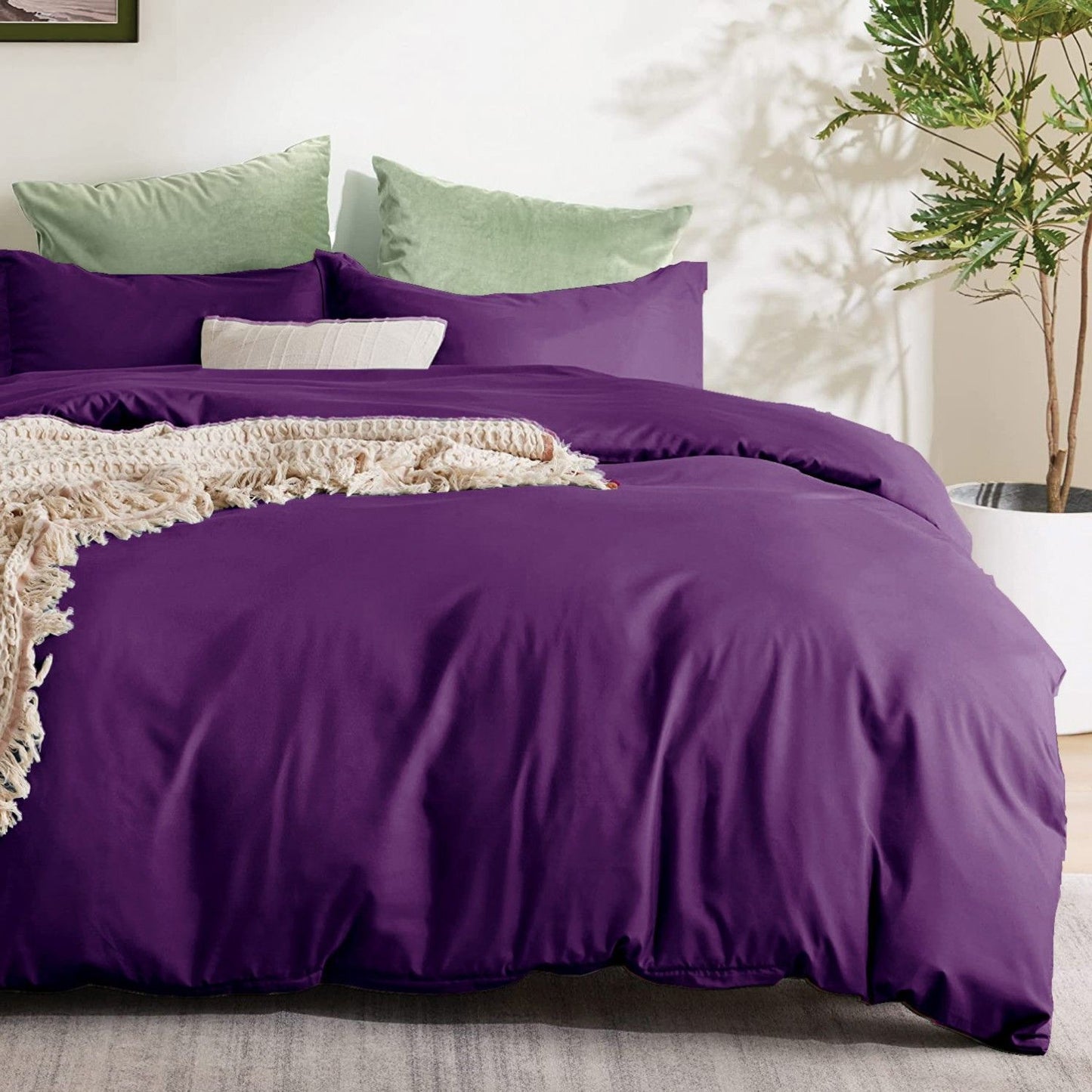 2 Piece Hotel Soft Microfiber Quilt Cover Set-2000TC Duvet/Donna Cover Set & Pillowcases -1 Quilt Cover Zipper Closure & 1 x Pillowcases-Breathable Bedding - Wrinkle, Fade, Stain Resistant(Purple,Single)