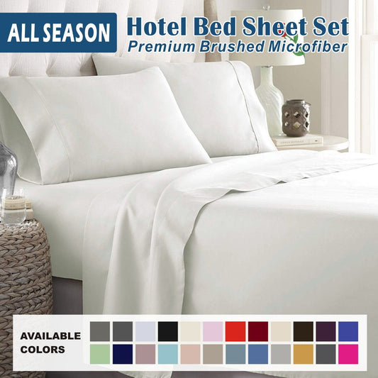 3 Piece Bed Sheet Set- Bedding Sheets & Pillowcases -Breathable Bedding - Wrinkle, Fade, Stain Resistant-Deep Pocket Flat Fitted Bed Sheet Set(Raw white,Single)