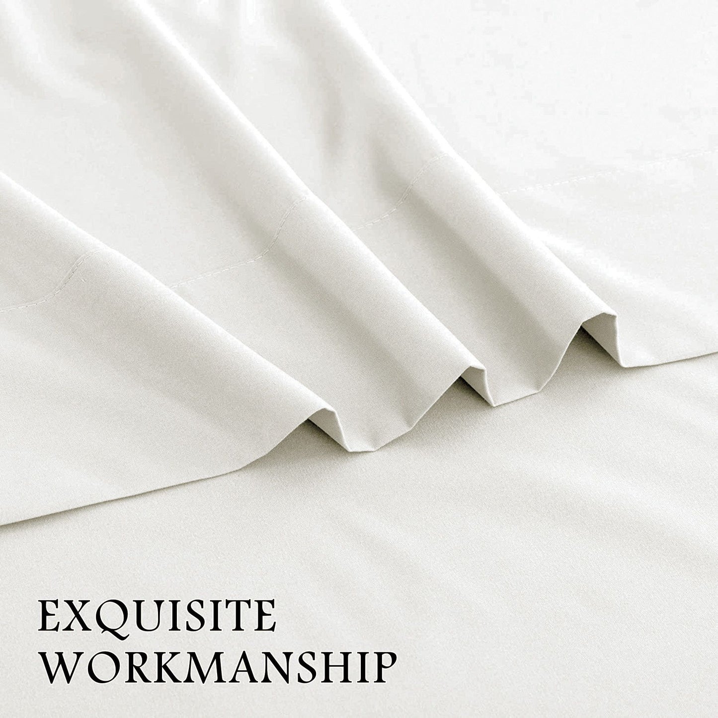 3 Piece Bed Sheet Set- Bedding Sheets & Pillowcases -Breathable Bedding - Wrinkle, Fade, Stain Resistant-Deep Pocket Flat Fitted Bed Sheet Set(Raw white,Single)
