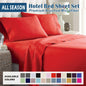 3 Piece Bed Sheet Set- Bedding Sheets & Pillowcases -Breathable Bedding - Wrinkle, Fade, Stain Resistant-Deep Pocket Flat Fitted Bed Sheet Set(Red,Single)