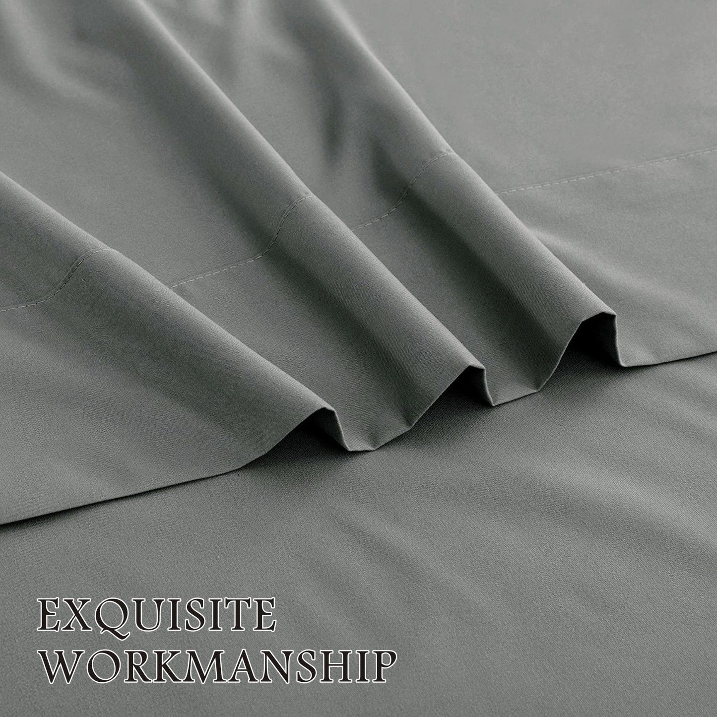 3 Piece Bed Sheet Set- Bedding Sheets & Pillowcases -Breathable Bedding - Wrinkle, Fade, Stain Resistant-Deep Pocket Flat Fitted Bed Sheet Set(Grey,Single)
