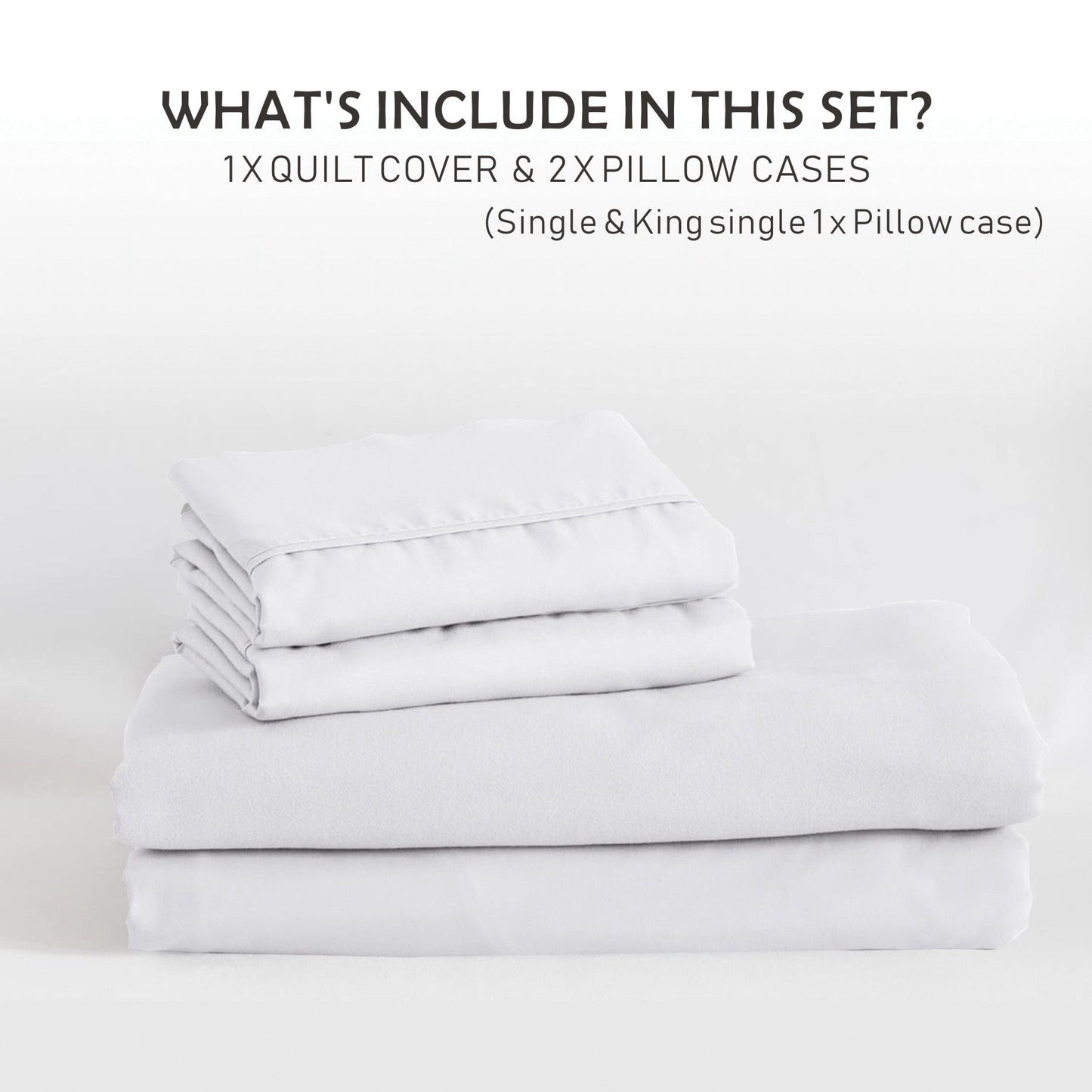 3 Piece Hotel Soft Microfiber Quilt Cover Set-2000TC Duvet/Donna Cover Set & Pillowcases -1 Quilt Cover Zipper Closure & 1 x Pillowcases-Breathable Bedding - Wrinkle, Fade, Stain Resistant(White,Super King)