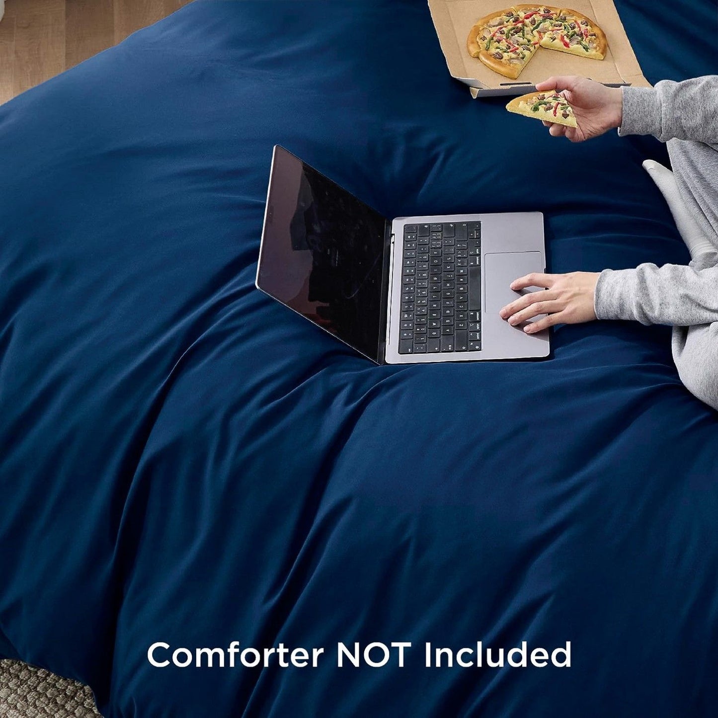 3 Piece Hotel Soft Microfiber Quilt Cover Set-2000TC Duvet/Donna Cover Set & Pillowcases -1 Quilt Cover Zipper Closure & 1 x Pillowcases-Breathable Bedding - Wrinkle, Fade, Stain Resistant(Navy,Super King)