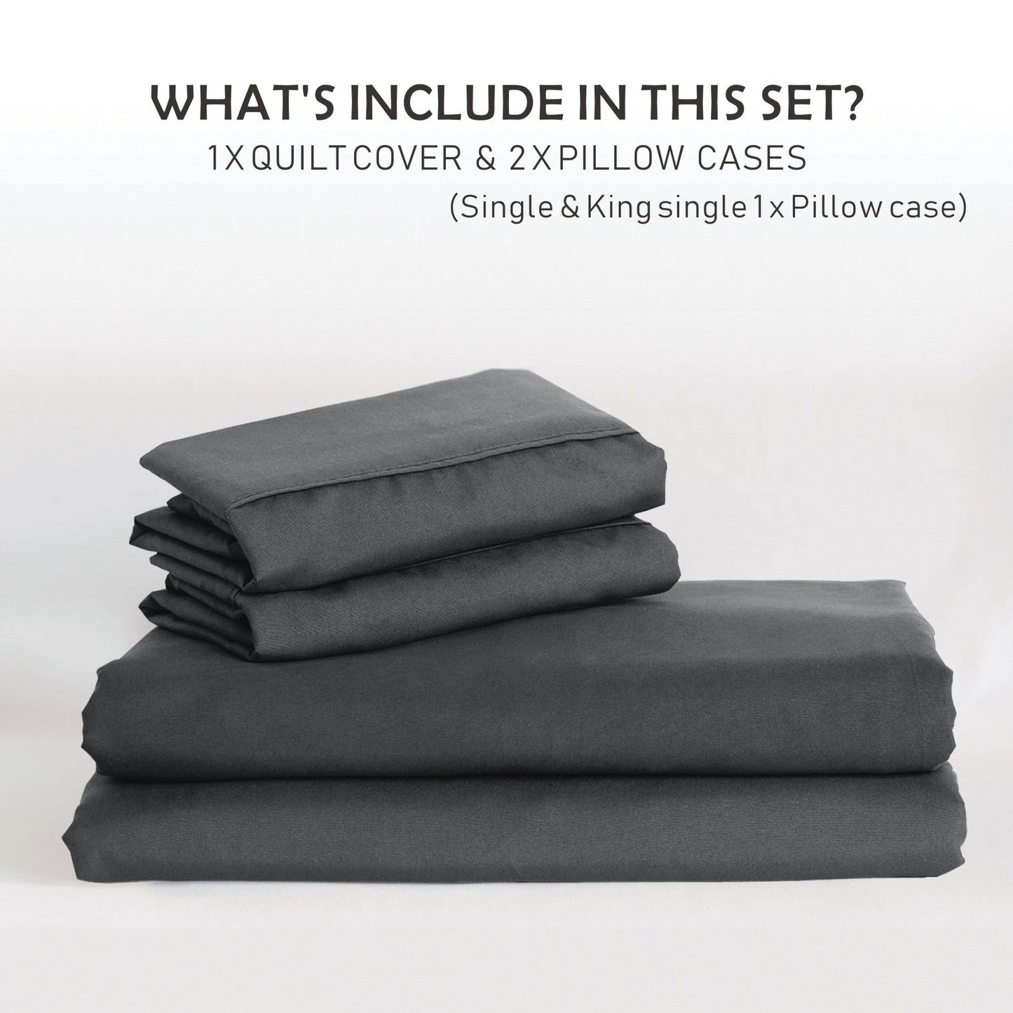 3 Piece Hotel Soft Microfiber Quilt Cover Set-2000TC Duvet/Donna Cover Set & Pillowcases -1 Quilt Cover Zipper Closure & 1 x Pillowcases-Breathable Bedding - Wrinkle, Fade, Stain Resistant(Dark gray,Super King)