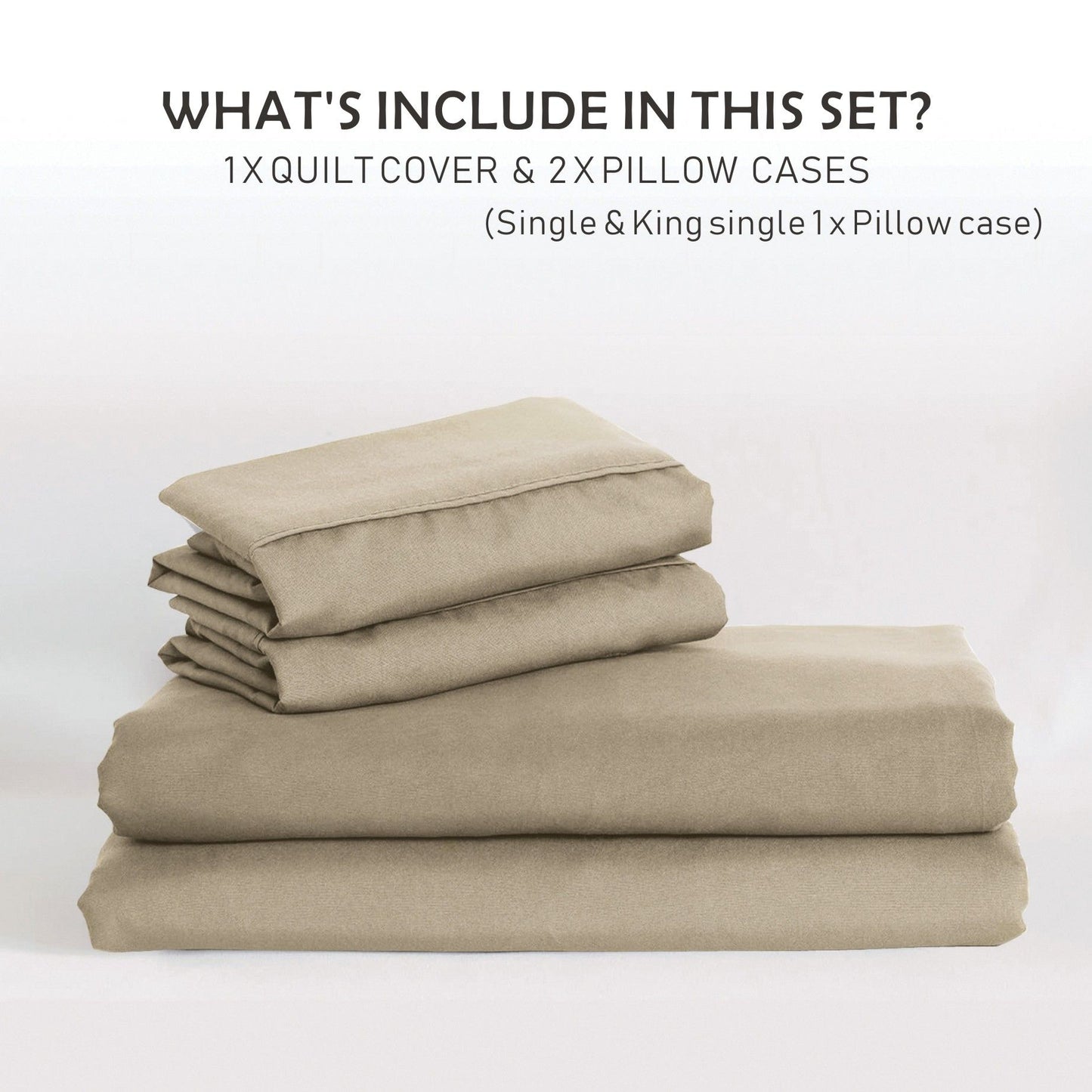 3 Piece Hotel Soft Microfiber Quilt Cover Set-2000TC Duvet/Donna Cover Set & Pillowcases -1 Quilt Cover Zipper Closure & 1 x Pillowcases-Breathable Bedding - Wrinkle, Fade, Stain Resistant(Camel Beige,Super King)