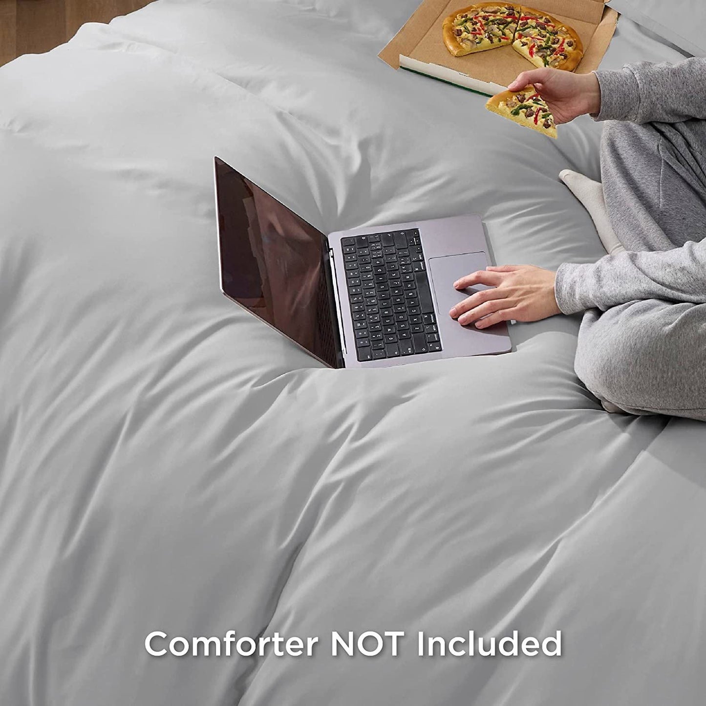3 Piece Hotel Soft Microfiber Quilt Cover Set-2000TC Duvet/Donna Cover Set & Pillowcases -1 Quilt Cover Zipper Closure & 1 x Pillowcases-Breathable Bedding - Wrinkle, Fade, Stain Resistant(Silver-gray,Super King)