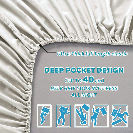 4 Piece Bed Sheet Set- Bedding Sheets & Pillowcases -Breathable Bedding - Wrinkle, Fade, Stain Resistant-Deep Pocket Flat Fitted Bed Sheet Set(Raw white,Super King)