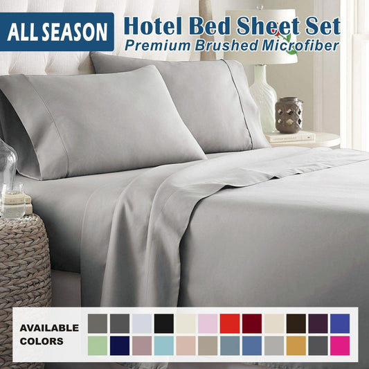 4 Piece Bed Sheet Set- Bedding Sheets & Pillowcases -Breathable Bedding - Wrinkle, Fade, Stain Resistant-Deep Pocket Flat Fitted Bed Sheet Set(Silver-gray,Super King)