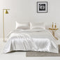 Satin Quilt cover Set Hotel 3 Pieces Quilt cover with Pillowcase, Art Silk Bedding Set-Luxury Soft Silky pillowcase for Hair and Skin, Similar to Silk Duvet/Donna Cover Set- 3 Pieces(Double,White)