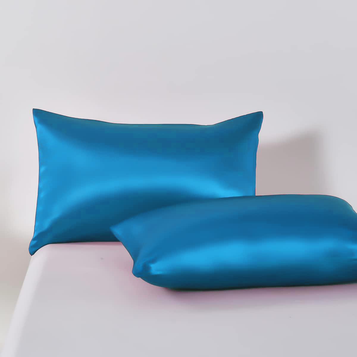 Satin Quilt cover Set Hotel 3 Pieces Quilt cover with Pillowcase, Art Silk Bedding Set-Luxury Soft Silky pillowcase for Hair and Skin, Similar to Silk Duvet/Donna Cover Set- 3 Pieces(Double,Ocean)