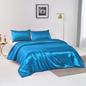Satin Quilt cover Set Hotel 3 Pieces Quilt cover with Pillowcase, Art Silk Bedding Set-Luxury Soft Silky pillowcase for Hair and Skin, Similar to Silk Duvet/Donna Cover Set- 3 Pieces(Queen,Ocean)