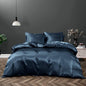 Satin Quilt cover Set Hotel 3 Pieces Quilt cover with Pillowcase, Art Silk Bedding Set-Luxury Soft Silky pillowcase for Hair and Skin, Similar to Silk Duvet/Donna Cover Set- 3 Pieces(Queen,Navy)