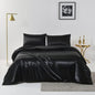 Satin Quilt cover Set Hotel 3 Pieces Quilt cover with Pillowcase, Art Silk Bedding Set-Luxury Soft Silky pillowcase for Hair and Skin, Similar to Silk Duvet/Donna Cover Set- 3 Pieces(Super King,Black)
