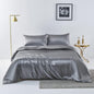 Satin Quilt cover Set Hotel 3 Pieces Quilt cover with Pillowcase, Art Silk Bedding Set-Luxury Soft Silky pillowcase for Hair and Skin, Similar to Silk Duvet/Donna Cover Set- 3 Pieces(Super King,Grey)